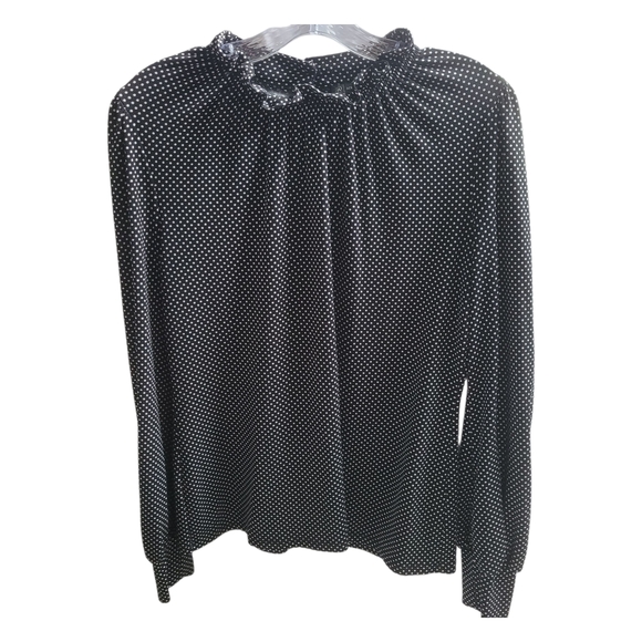 Adrianna Papell Black and White Dotted Blouse - Picture 1 of 7